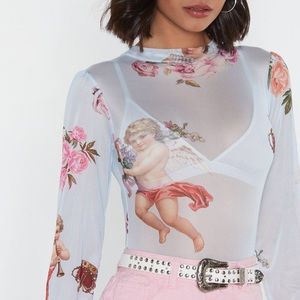 Nasty Gal Heaven Sent Angel Mesh Bodysuit